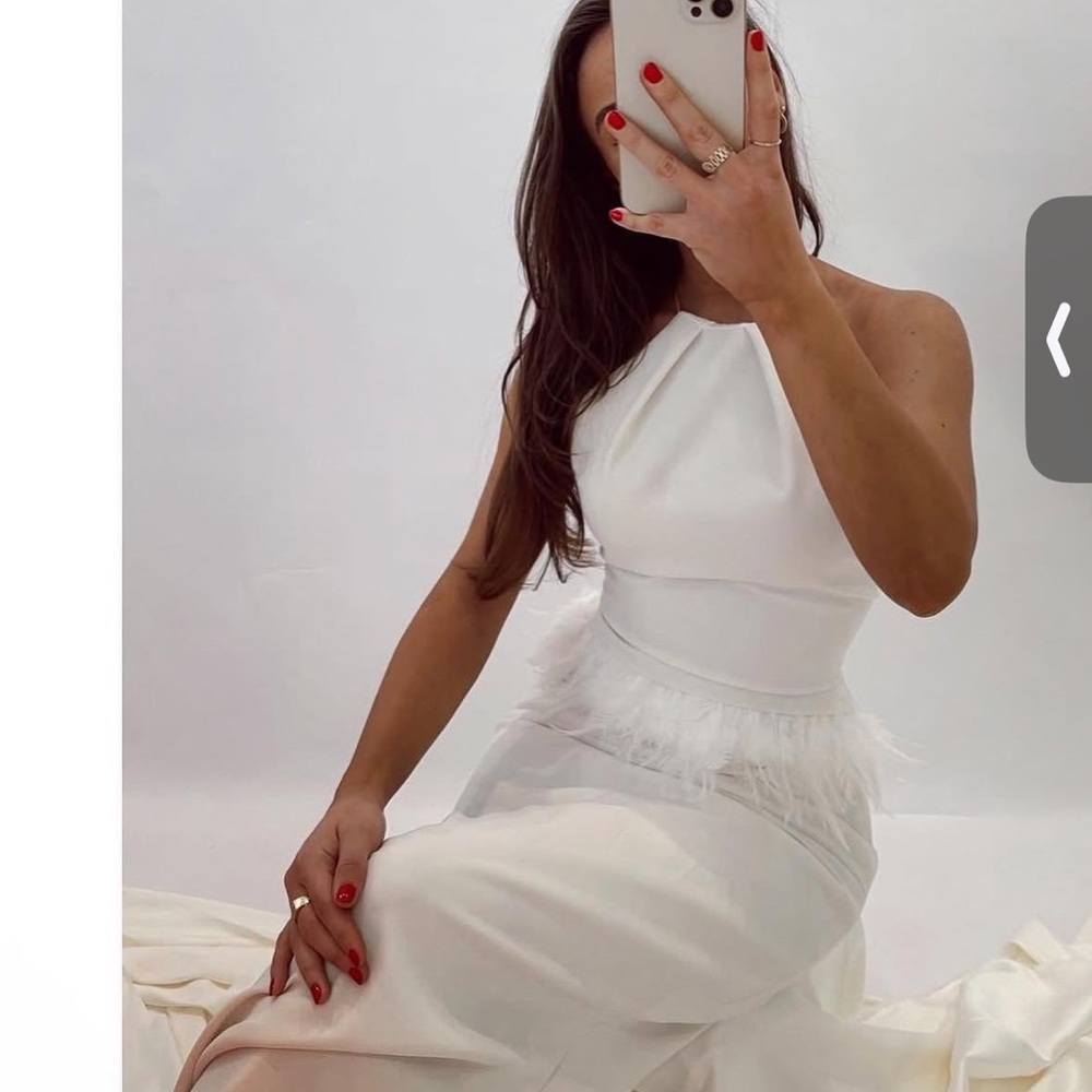 White Halter Sheath Wedding Dress